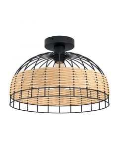 Black rustic flush ceiling light steel, Guillaume