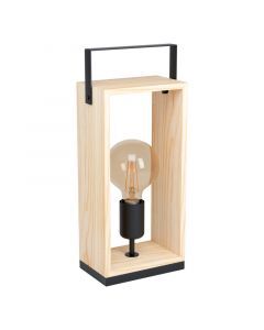 Wood table lamp black, Olaf, with switch