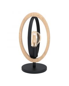 Wood table lamp brown, Angeline, with switch