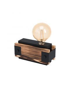 Wood table lamp brown, Dragana, with switch