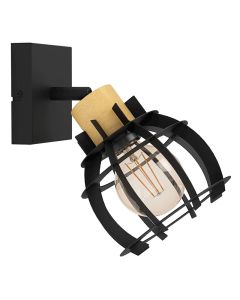 Black retro wall spotlight aluminium, Redouan