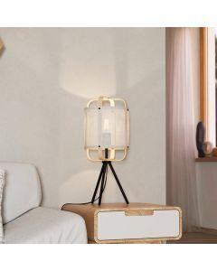 White retro table lamp fabric, Rocco, with switch