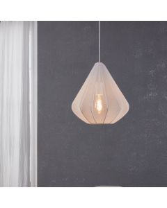 White industrial pendant light steel, Agnese