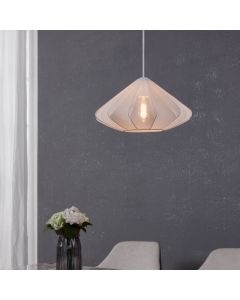 White industrial pendant light steel, Agnese