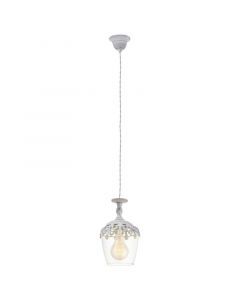 White rustic pendant light glass, Fredda