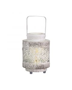 White oriental table lamp steel, Abdelrahman, with switch