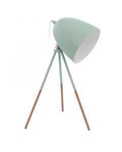 Green industrial table lamp metal, Jezebel, with switch