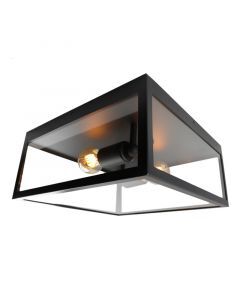 Black industrial flush ceiling light steel, Yagmur