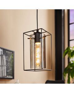 Black industrial pendant light glass, Aprica