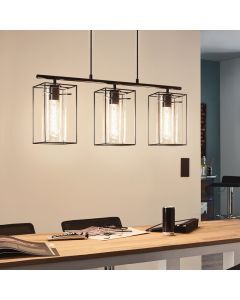 Black industrial pendant light glass, Aprica