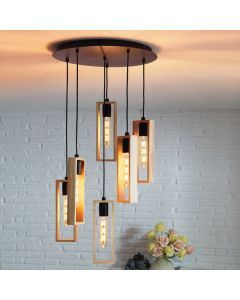 Wood pendant light brown, Elroy