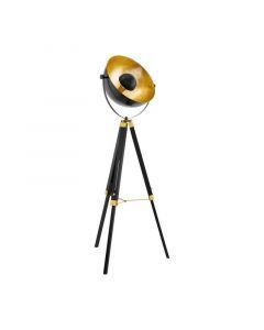 Black modern tripod floor lamp steel, Nickolas, with switch