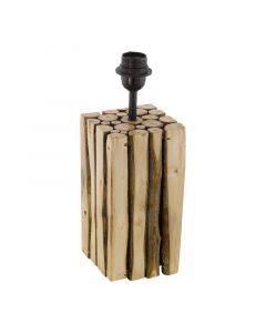 Wood table lamp without shade brown, Kick, with switch