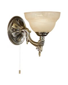 Bronze design wall light glass, Eugine, with pull switch