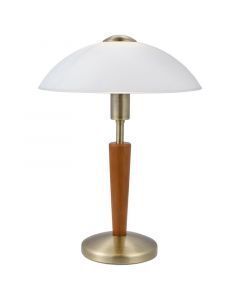 Bronze classic table lamp wood, Miam, with touch dimmer