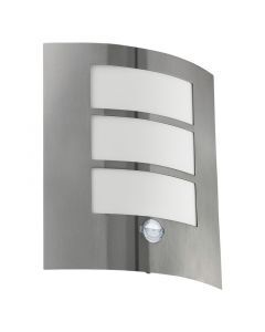 Silver outdoor wall light with motion sensor plastic, Elyana, IP44