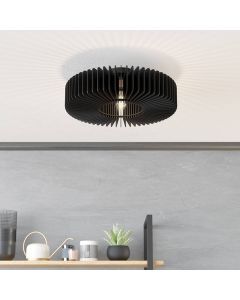 Black modern flush ceiling light wood, Muna