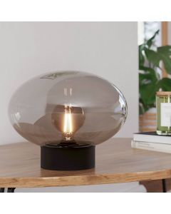 Grey design table lamp glass, Kirstin, with switch