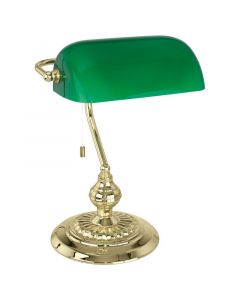Brass design table lamp glass, Lugco, with pull switch