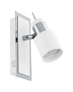 Chrome retro ceiling spotlight steel, Nicolas, with switch