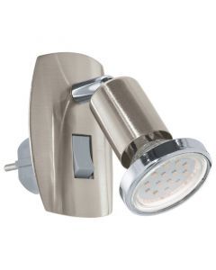 Nickel plug in wall light metal, Alejandra, with switch