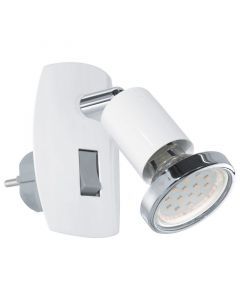 White plug in wall light metal, Alejandra, with switch