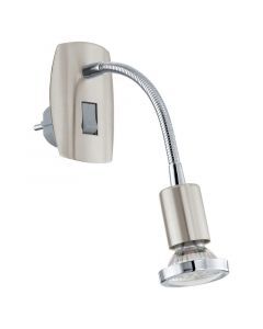 Nickel plug in wall light metal, Alejandra, with switch