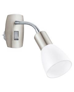 Nickel plug in wall light plastic, Alem, with switch