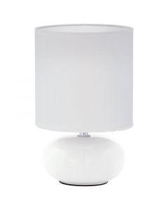 White table lamp fabric, Matthew, with switch