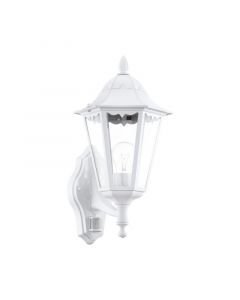 White classic outdoor wall light with motion sensor aluminium, Leanna, IP44