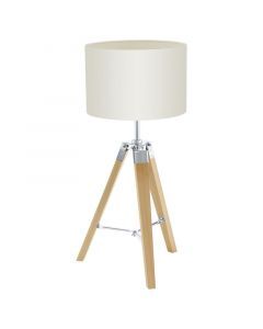 Beige rustic table lamp wood, Joana, with switch