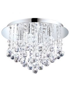 Chrome design ceiling light crystal, Almedina, IP44