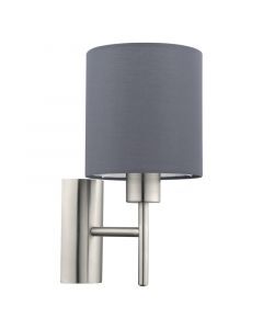 Grey modern wall light fabric, Abano, with switch