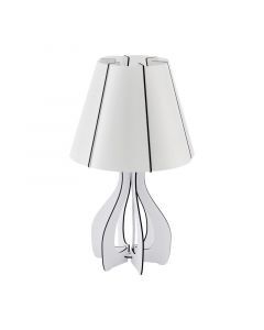 White rustic table lamp wood, Bergama, with switch