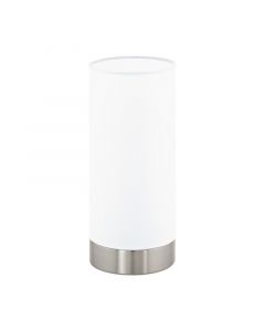 White modern table lamp fabric, Abano, with touch dimmer