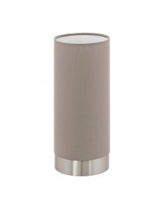 Taupe modern table lamp fabric, Abano, with touch dimmer