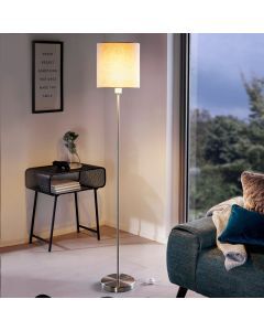 Taupe modern floor lamp fabric, Abano, with switch