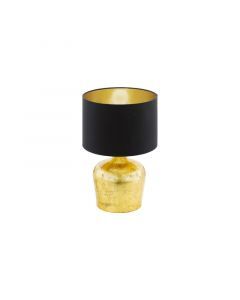 Golden modern table lamp fabric, Elvin, with switch