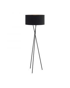 Black modern tripod floor lamp fabric, Anuschka, with switch
