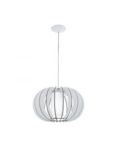 White rustic pendant light wood, Kiran
