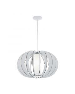 White rustic pendant light wood, Kiran