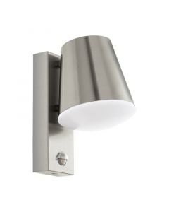 Silver modern outdoor wall light with motion sensor stainless steel, Aiden, IP44