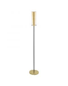 Golden modern floor lamp steel, Barceno, with switch