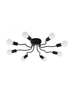 Black modern flush ceiling light steel, Josepha