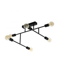 Black industrial flush ceiling light steel, Anica