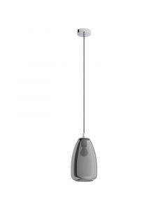 Chrome pendant light smoke glass, Fredericus