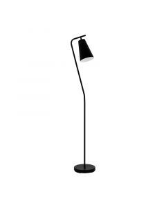 White retro floor lamp steel, Silvio, with switch
