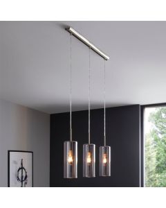 Grey pendant light smoke glass, Tino