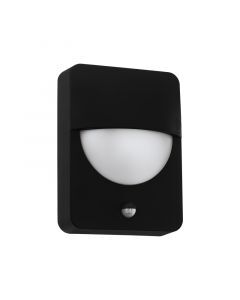 Black modern outdoor wall light with motion sensor aluminium, Kilian, IP44