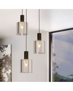Grey pendant light smoke glass, Paulina